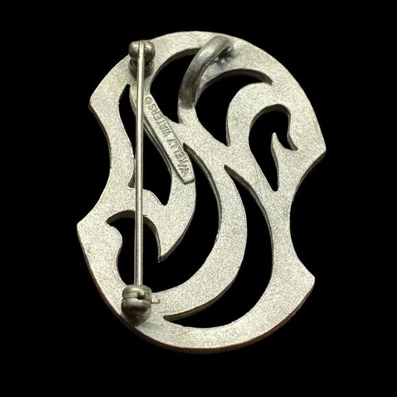 Vintage Kelly Waters Convertible Brooch Pin Pendant Pewter Modernist Signed - Picture 4 of 5